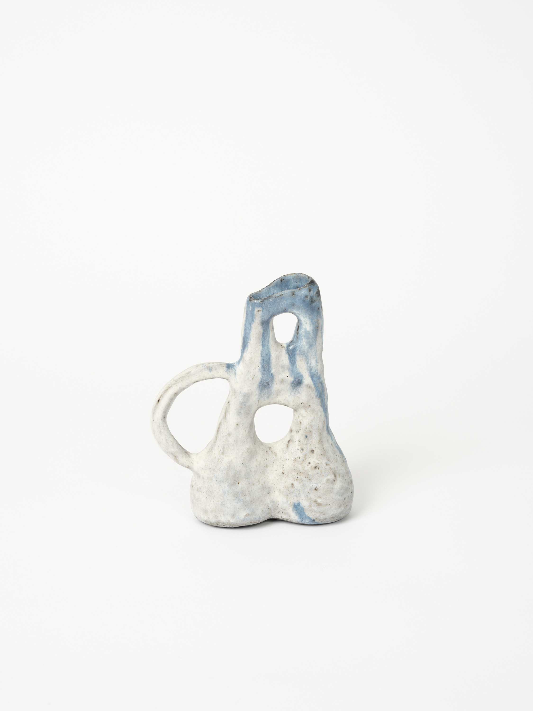 Blue Drips w Arm, Glazed Stoneware