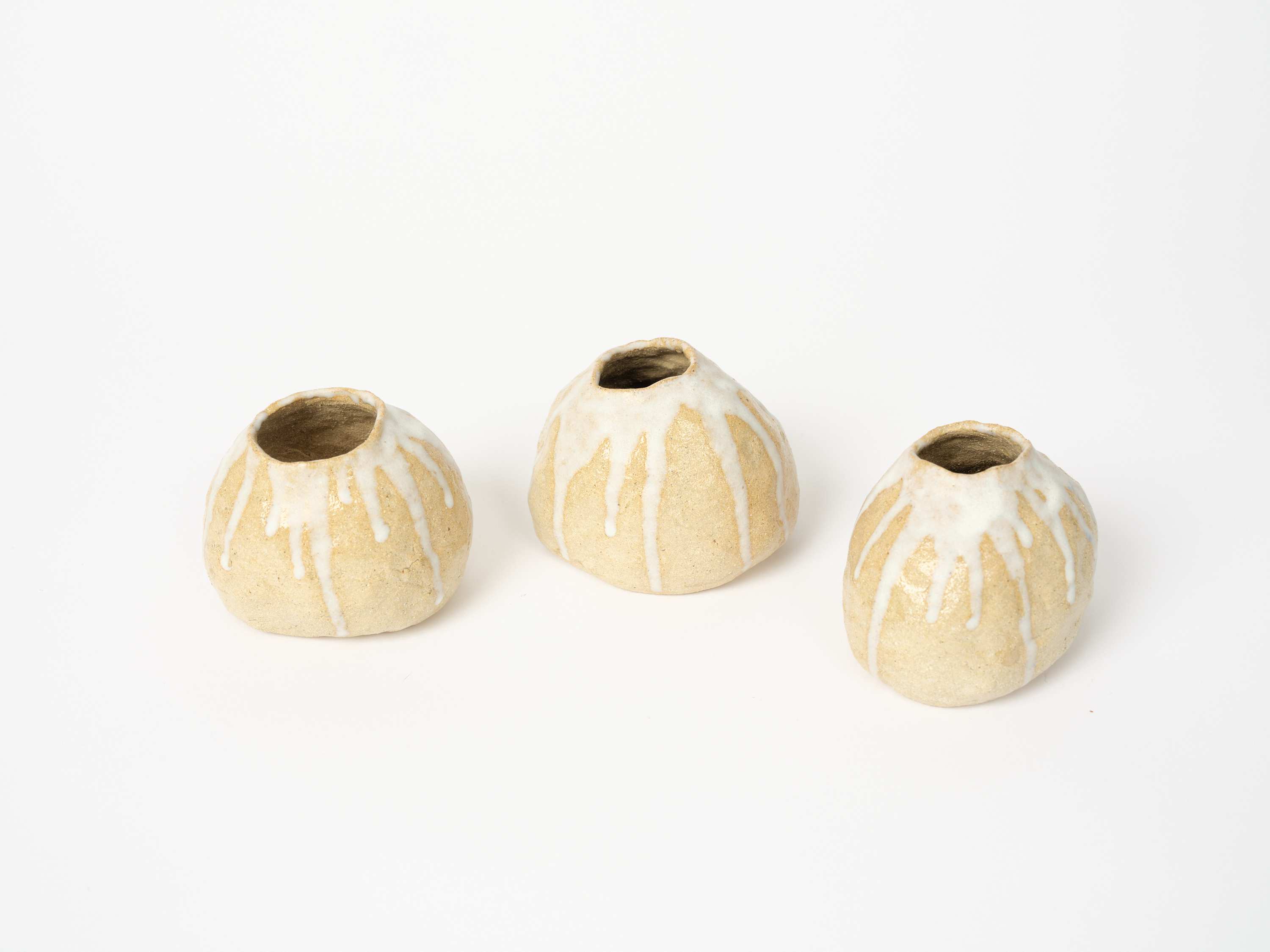 White Drip Set of 3, Glazed Stoneware